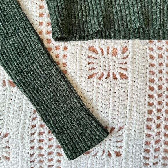 Cropped Turtleneck Ribbed Knit Sweater Top - Love Tree - Picture 2 of 5